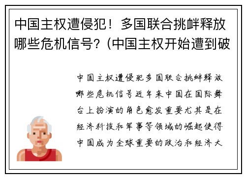 中国主权遭侵犯！多国联合挑衅释放哪些危机信号？(中国主权开始遭到破坏的先后顺序)